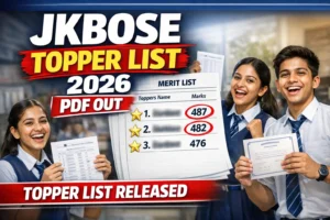 JKBOSE Topper List 2026 PDF: Check Toppers Name, Marks & Merit List