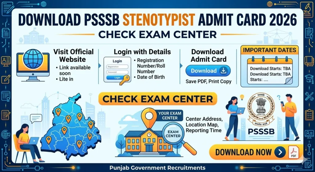 Download PSSSB Stenotypist Admit Card 2026 - Check Exam Center