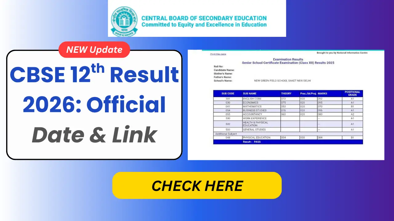 CBSE 12th Result 2026: Official Date, Direct Link, and How to Check