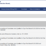 Official PSSSB portal showing typing test results and counselling schedule notifications for March 2026